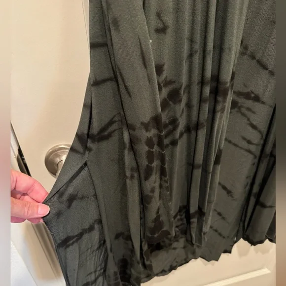 LA Made Open Front Tie Dye Long Sleeve Moss/Black Modal Long Sleeve Womens L - Picture 3 of 4